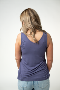 Vera V Neck Tank in Slate Purple