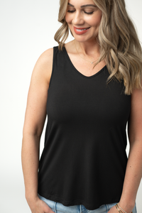 Vera V Neck Tank in Black