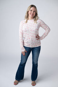 Blair Long Sleeve Top in Blushing Pink Hearts