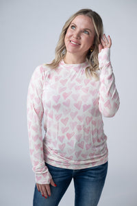 Blair Long Sleeve Top in Blushing Pink Hearts
