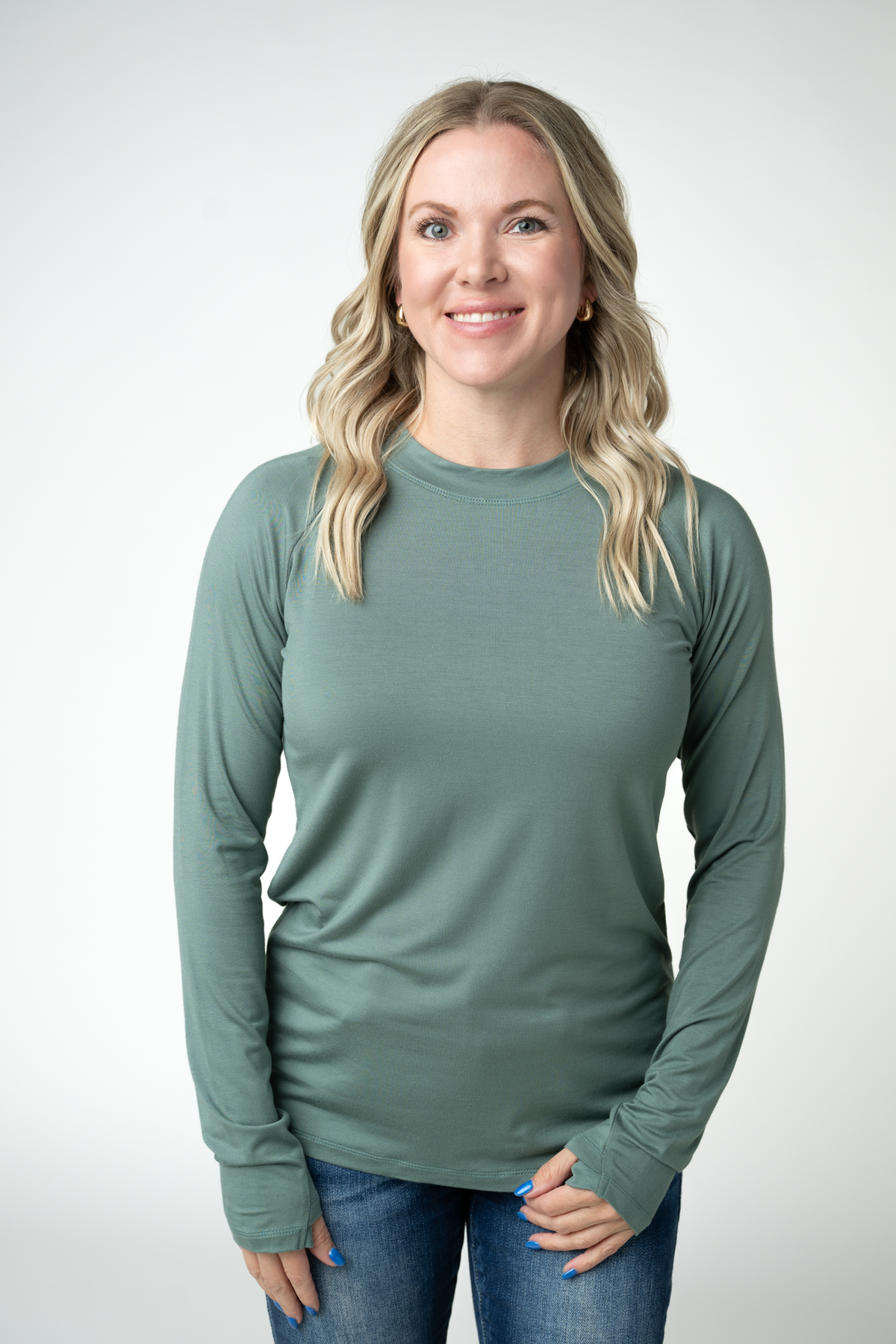 Blair Long Sleeve Top in Dusty Jade