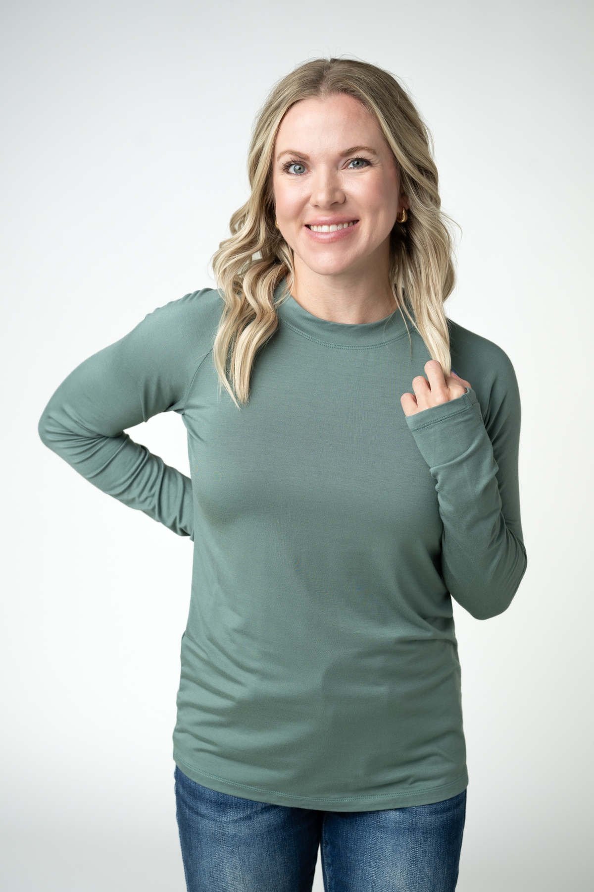 Blair Long Sleeve Top in Dusty Jade