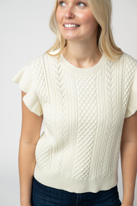 Felicity Flutter Sweater Top in Ivory