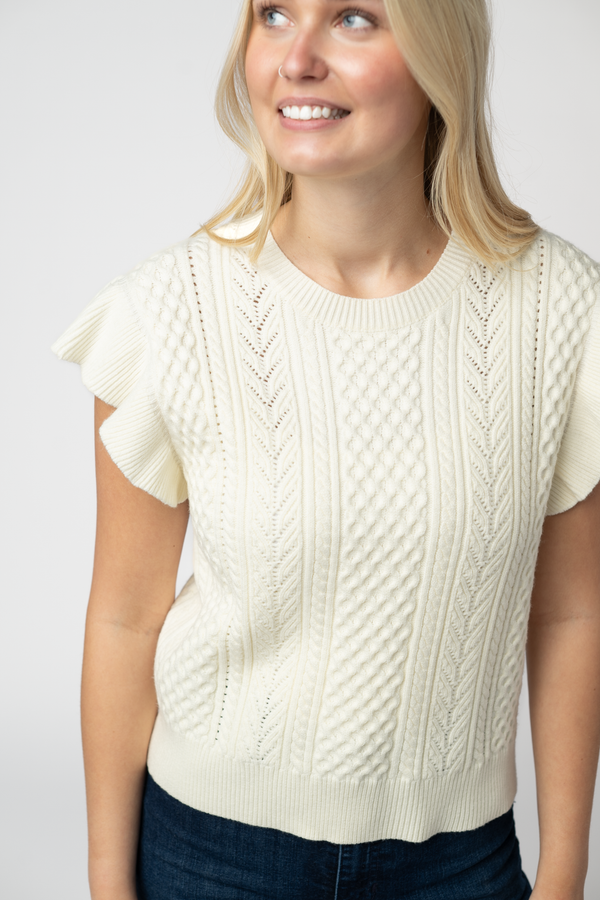 Felicity Flutter Sweater Top in Ivory
