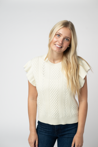 Felicity Flutter Sweater Top in Ivory