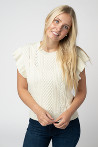 Felicity Flutter Sweater Top in Ivory
