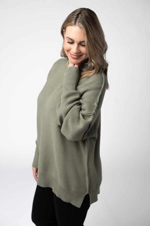 Aurora Cozy Sweater in Light Olive