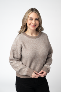 Josie Cozy Crew Sweater in Mocha