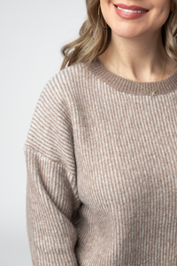 Josie Cozy Crew Sweater in Mocha
