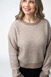 Josie Cozy Crew Sweater in Mocha