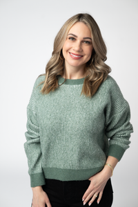Josie Cozy Crew Sweater in Sage