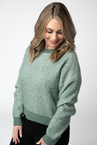 Josie Cozy Crew Sweater in Sage