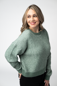 Josie Cozy Crew Sweater in Sage