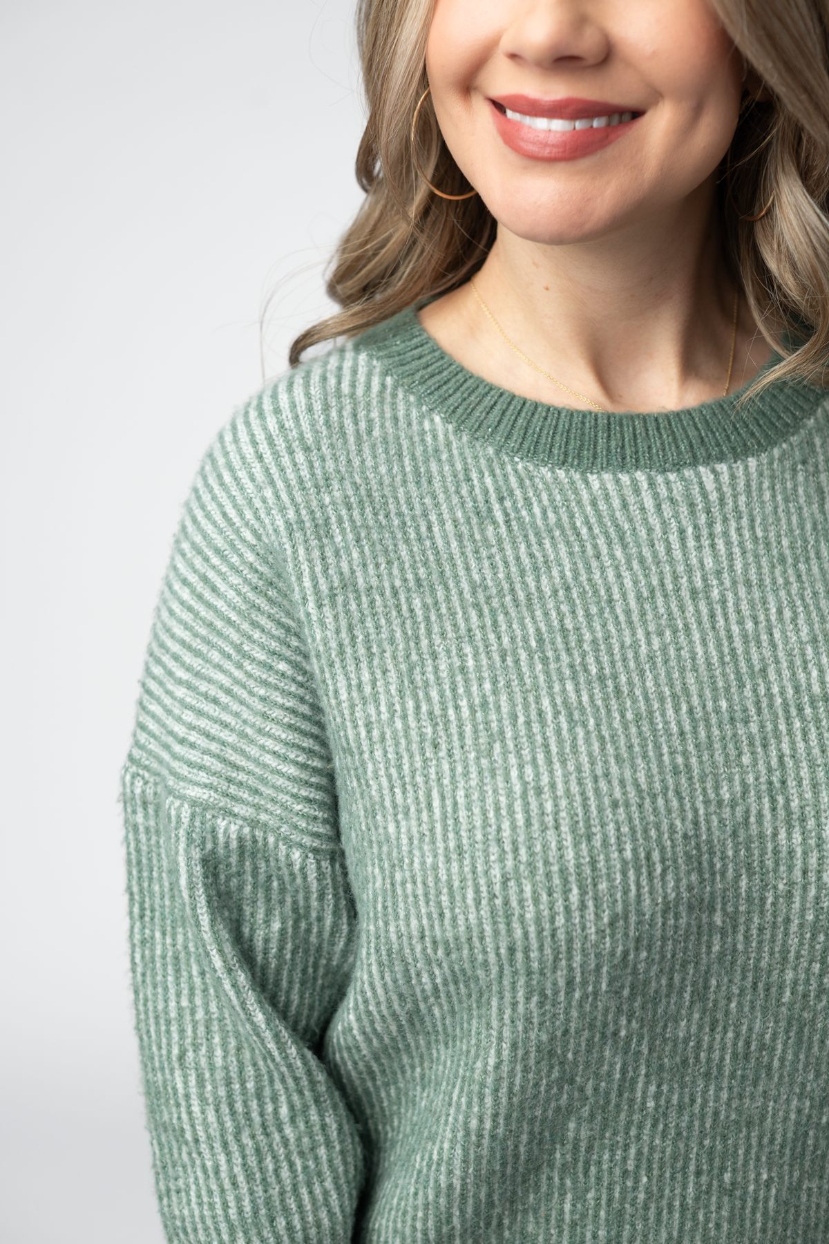 Josie Cozy Crew Sweater in Sage