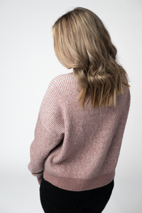 Josie Cozy Crew Sweater in Dusty Rose