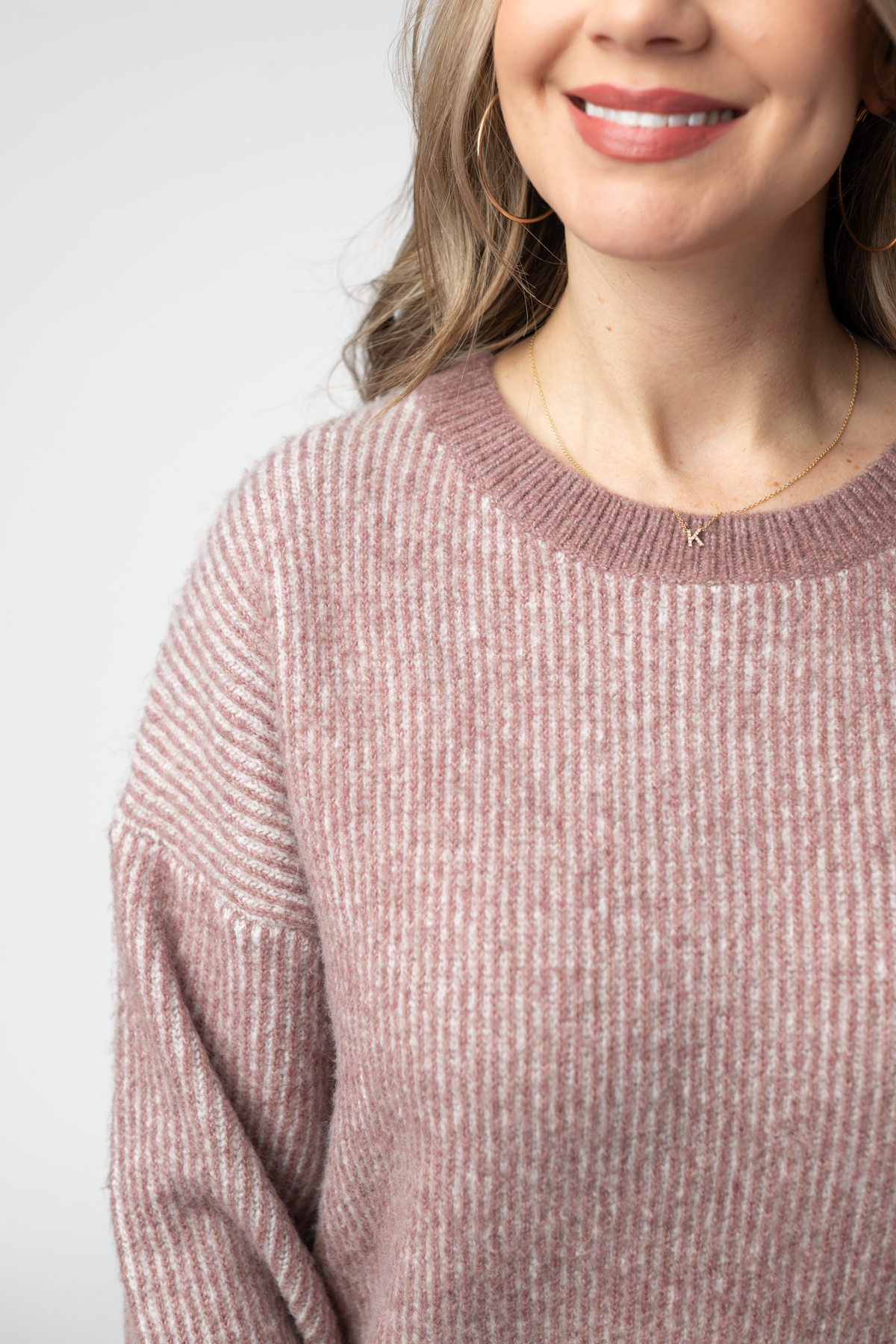 Josie Cozy Crew Sweater in Dusty Rose