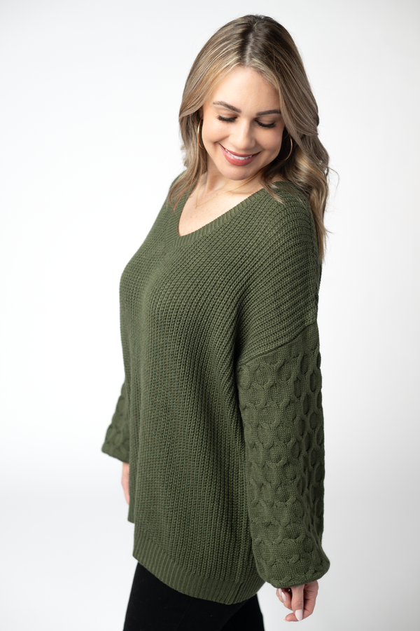 Talina Textured Sweater in Olive