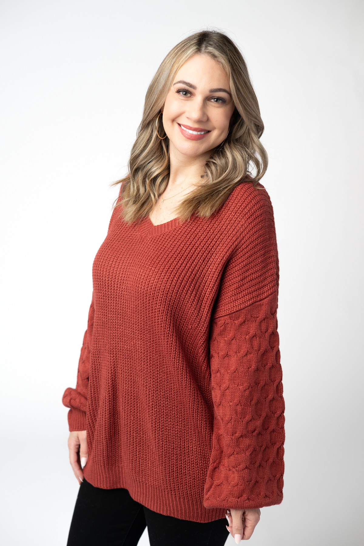Talina Textured Sweater in Brick