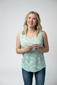 Noelle Tank in Aqua Palm