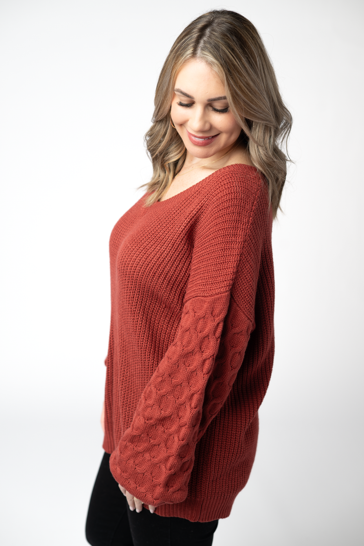 Talina Textured Sweater in Brick