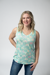 Noelle Tank in Aqua Palm
