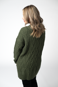 Brooks Button Sweater Cardigan in Olive