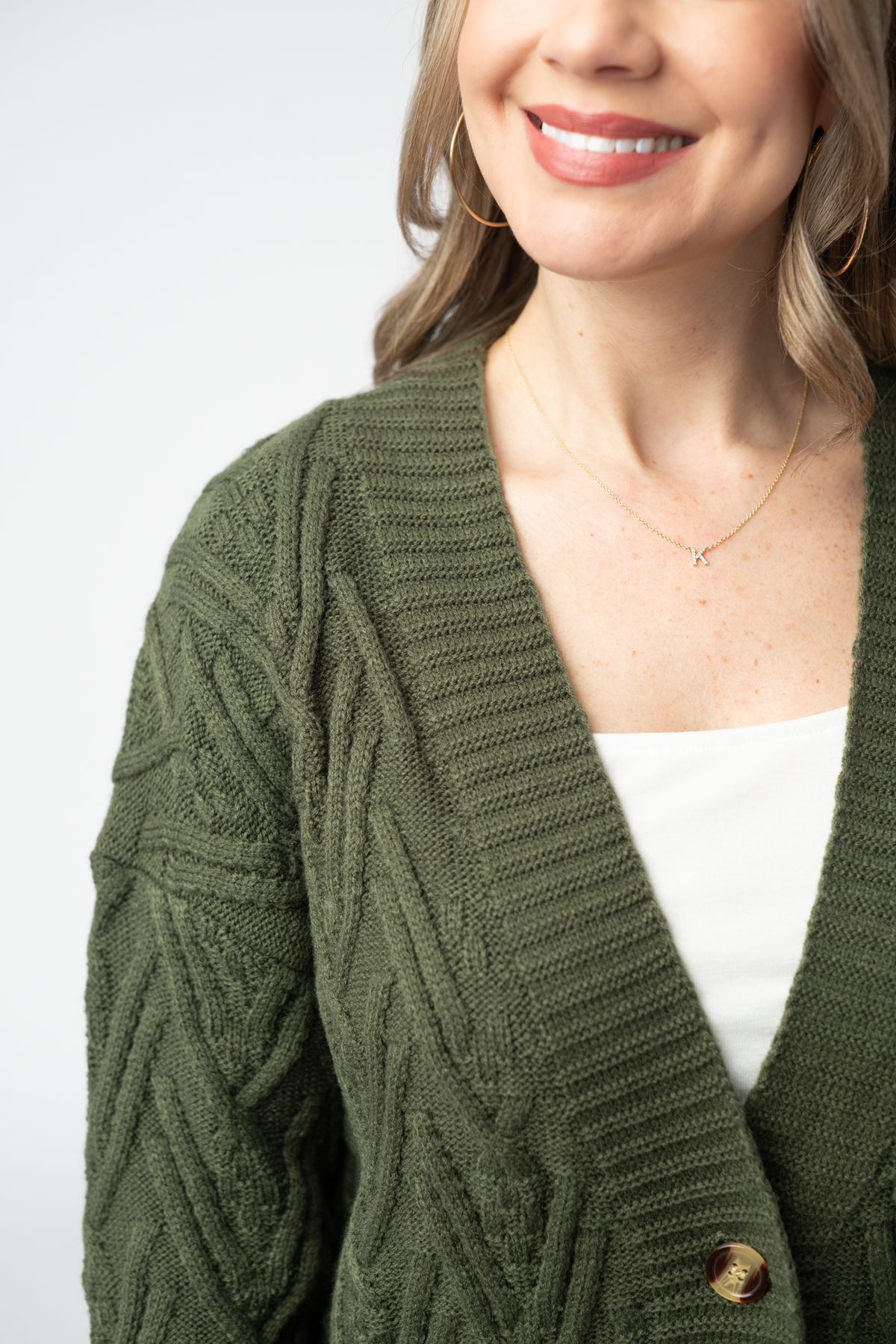 Brooks Button Sweater Cardigan in Olive