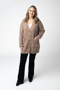 Brooks Button Sweater Cardigan in Mocha
