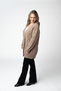 Brooks Button Sweater Cardigan in Mocha