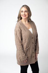 Brooks Button Sweater Cardigan in Mocha