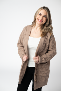 Brooks Button Sweater Cardigan in Mocha