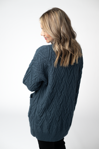 Brooks Button Sweater Cardigan in Navy