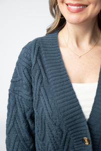 Brooks Button Sweater Cardigan in Navy