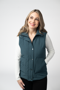 Remy Zip Up Vest in Teal