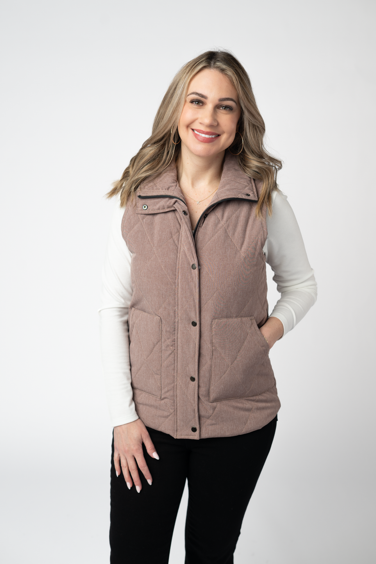 Remy Zip Up Vest in Chestnut