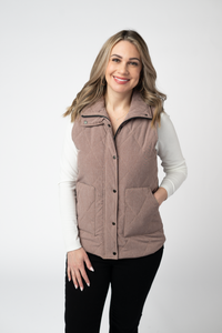 Remy Zip Up Vest in Chestnut