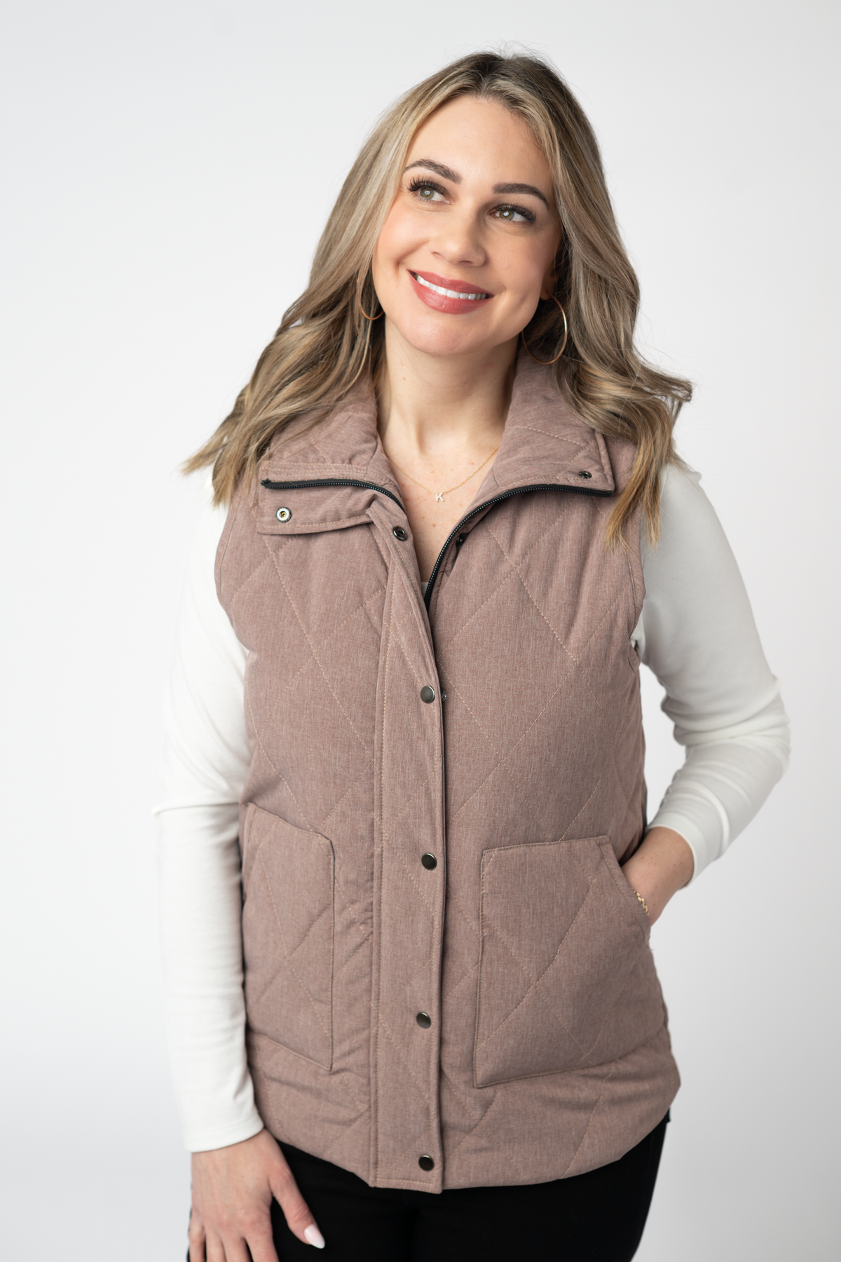 Remy Zip Up Vest in Chestnut