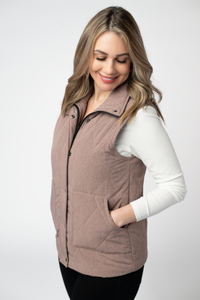 Remy Zip Up Vest in Chestnut