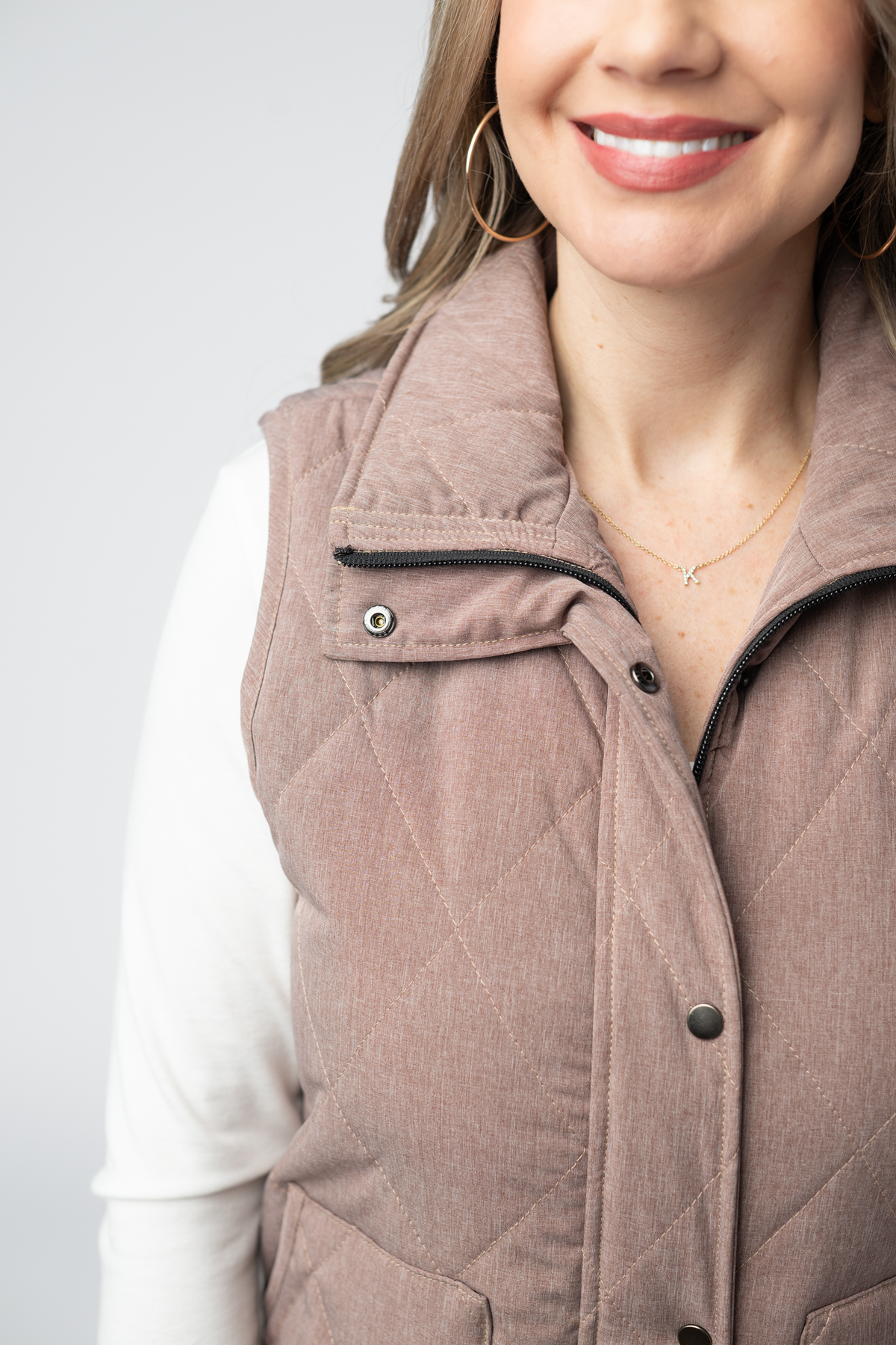 Remy Zip Up Vest in Chestnut