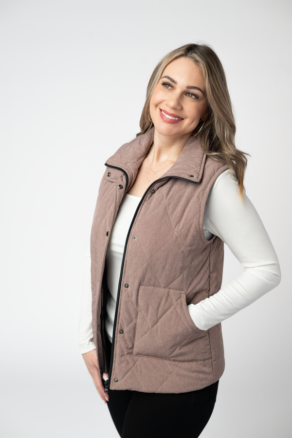 Remy Zip Up Vest in Chestnut