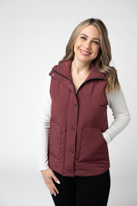 Remy Zip Up Vest in Burgundy