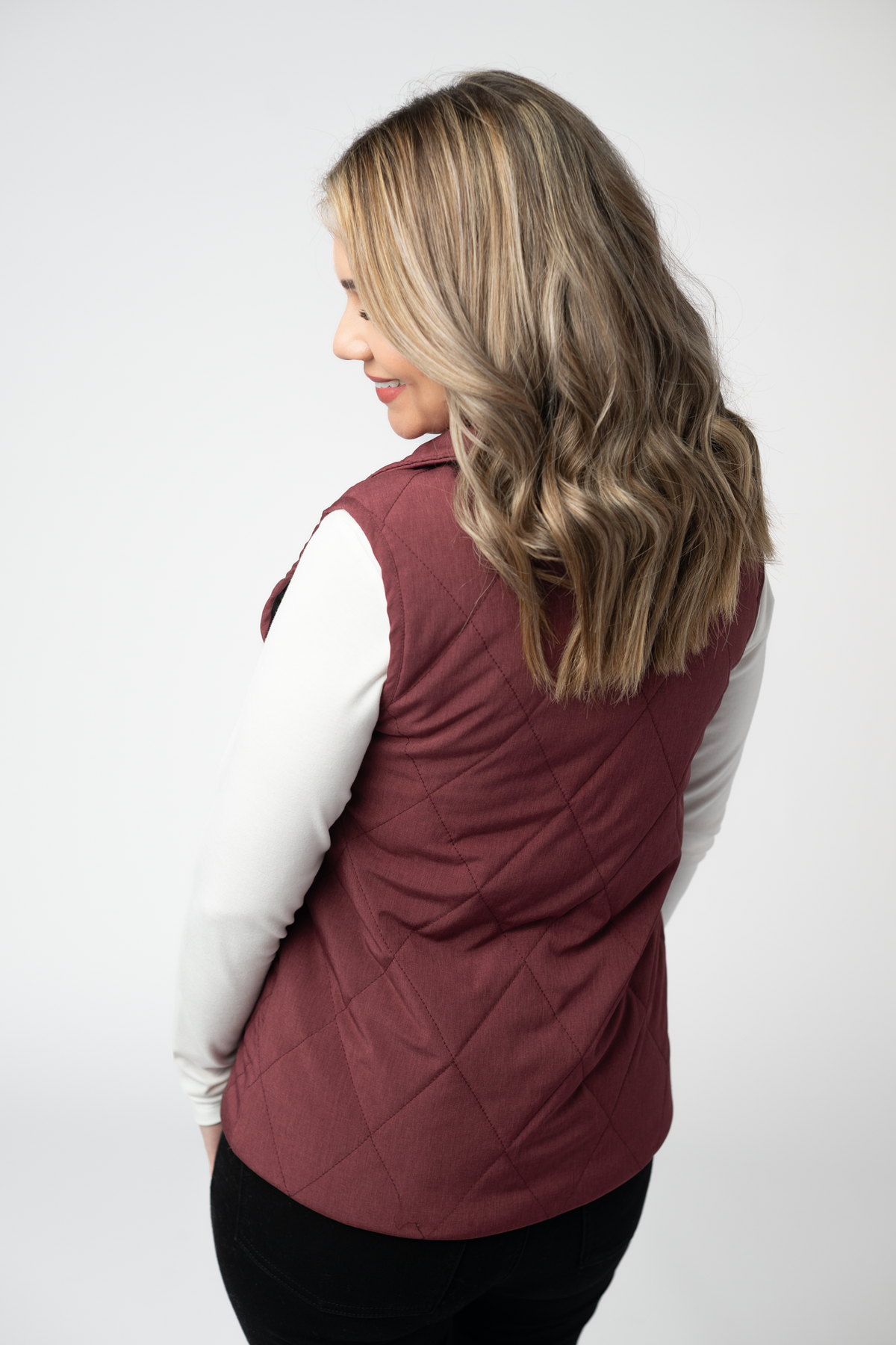 Remy Zip Up Vest in Burgundy