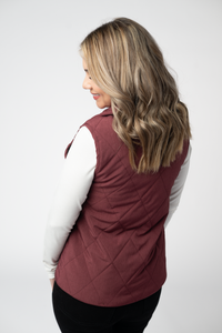 Remy Zip Up Vest in Burgundy