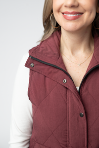 Remy Zip Up Vest in Burgundy