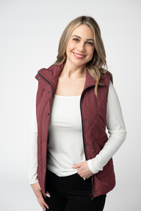 Remy Zip Up Vest in Burgundy