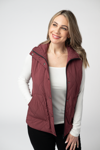 Remy Zip Up Vest in Burgundy