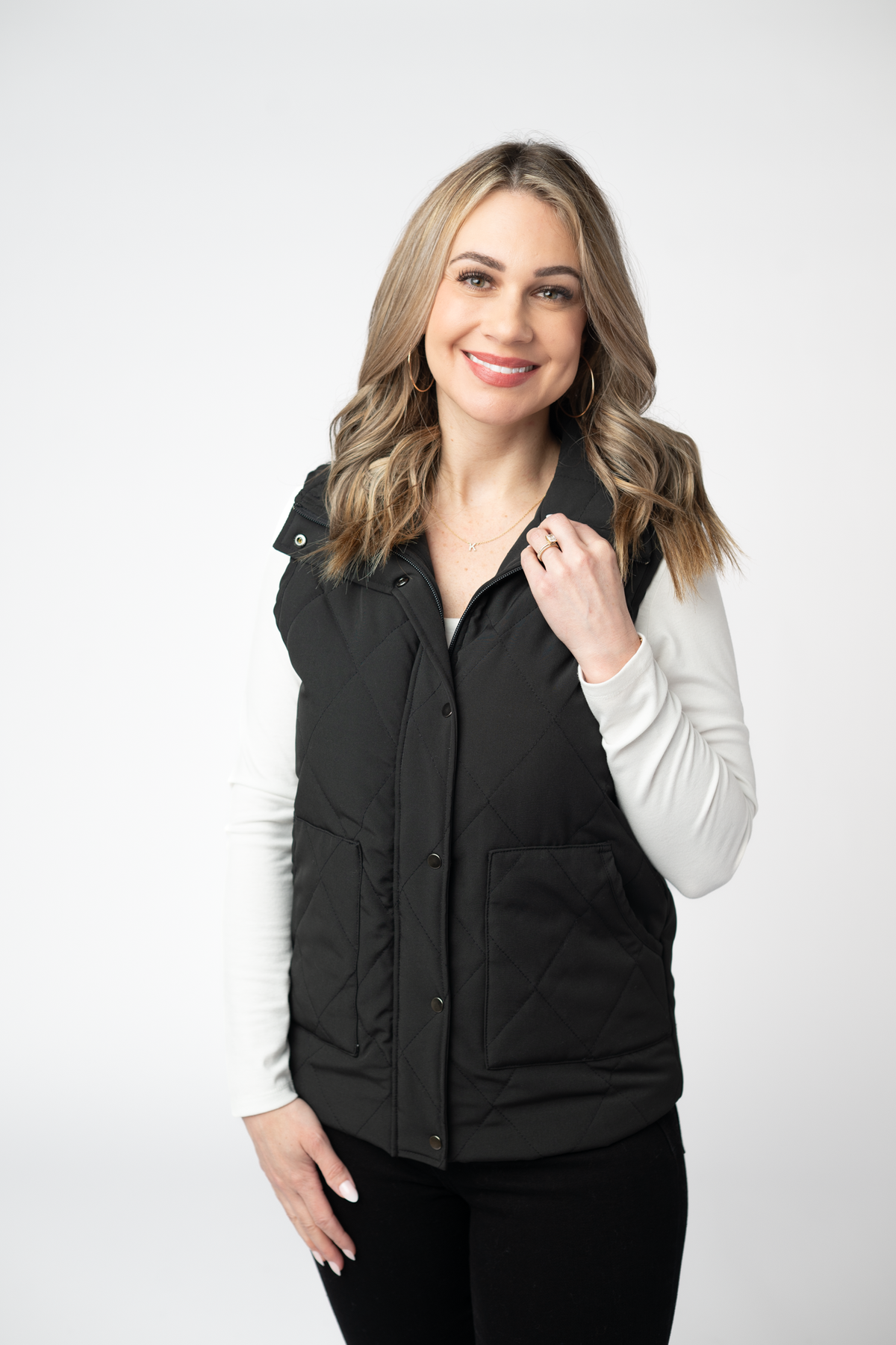 Remy Zip Up Vest in Black