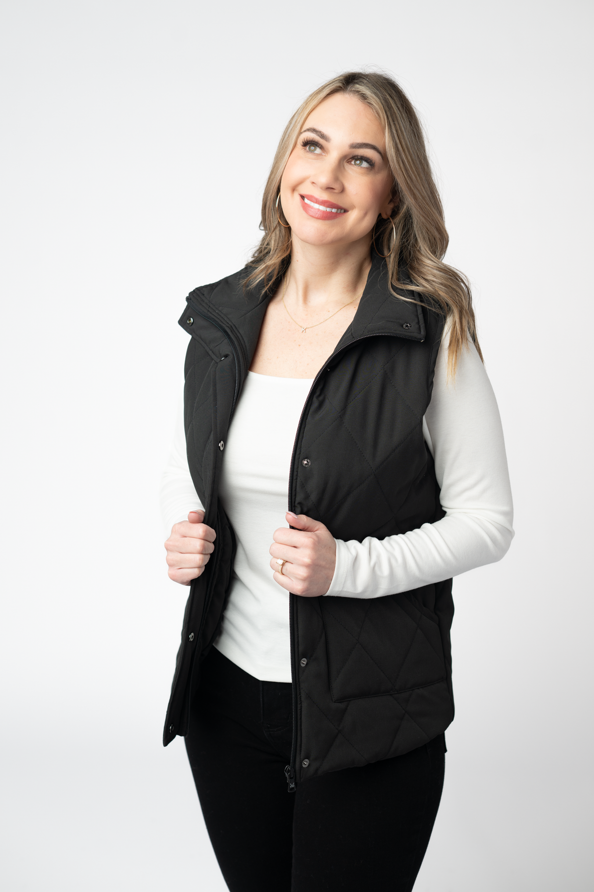 Remy Zip Up Vest in Black