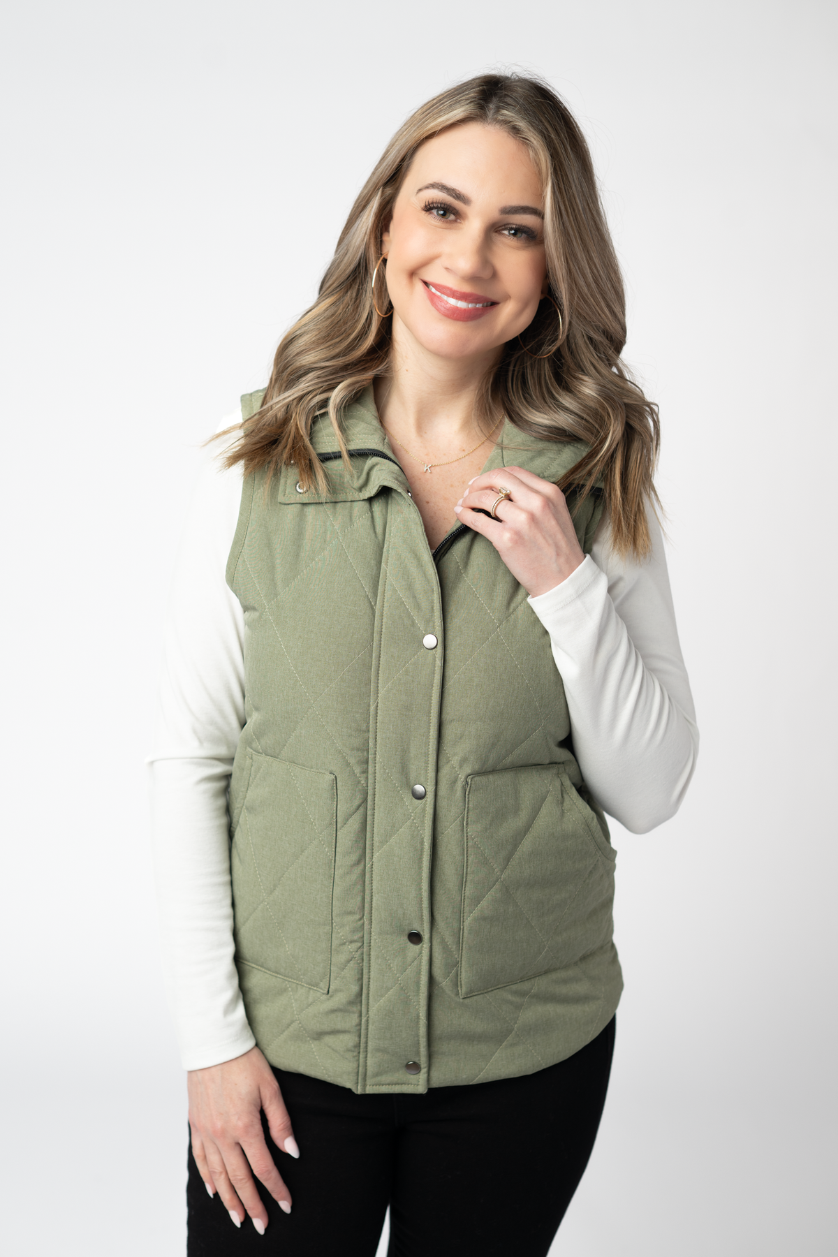 Remy Zip Up Vest in Dark Sage