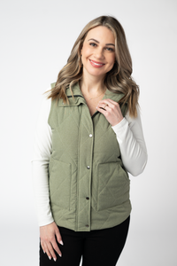 Remy Zip Up Vest in Dark Sage